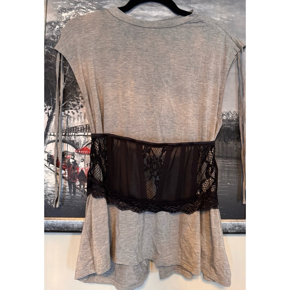Fashion Nova Short Sleeve Top with Black Lace Detail